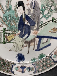 A fine Chinese famille verte 'court ladies' dish, Kangxi