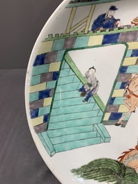 A Chinese famille verte 'warrior' dish, Kangxi