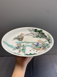 A Chinese famille verte dish with narrative design, lingzhi mark, Kangxi