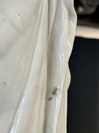 A large Chinese Dehua blanc de Chine Guanyin, He Chaozong and Xuande mark, Republic