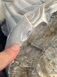 A large Chinese Dehua blanc de Chine Guanyin, He Chaozong and Xuande mark, Republic