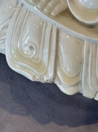 A large Chinese Dehua blanc de Chine Guanyin, He Chaozong and Xuande mark, Republic