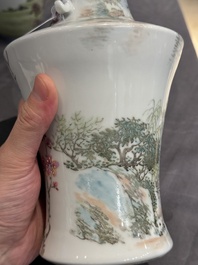 A Chinese famille rose vase, Qianlong and Shinian 世寧 mark, 20th C., and a qianjiang cai vase, signed Ren Huanzhang 任煥章, dated 1942