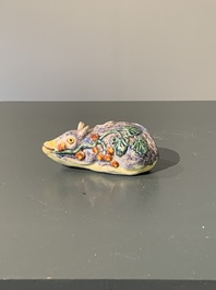 A polychrome Dutch Delft model of a squirrel, 18th C.