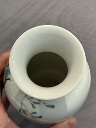 A Chinese famille rose vase, Qianlong and Shinian 世寧 mark, 20th C., and a qianjiang cai vase, signed Ren Huanzhang 任煥章, dated 1942