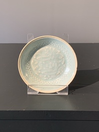 Three Chinese moulded qingbai plates, Song