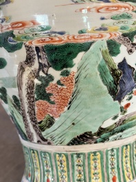 A pair of Chinese famille verte 'Shou Lao' vases, Kangxi