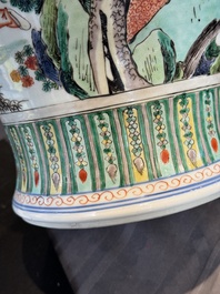 A pair of Chinese famille verte 'Shou Lao' vases, Kangxi