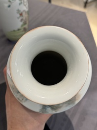 A Chinese famille rose vase, Qianlong and Shinian 世寧 mark, 20th C., and a qianjiang cai vase, signed Ren Huanzhang 任煥章, dated 1942