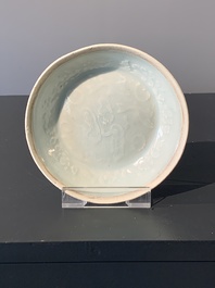 Three Chinese moulded qingbai plates, Song