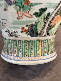 A pair of Chinese famille verte 'Shou Lao' vases, Kangxi