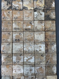 A rare and very large blue and white Dutch Delft 60-piece tile mural depicting Hannibal, 17th C.