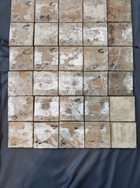 A rare and very large blue and white Dutch Delft 60-piece tile mural depicting Hannibal, 17th C.