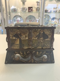 A polychrome wrought-iron casket, South Germany, Nuremberg, 17th C.