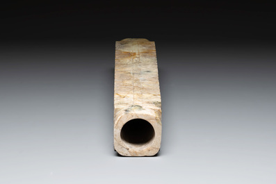 A large Chinese Liangzhu-style jade cong vase, 20th C.