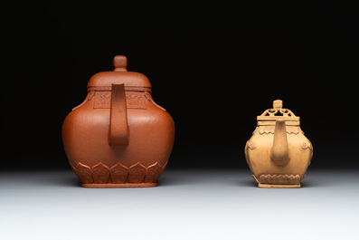 Two Chinese Yixing stoneware teapots, seal marks, 19th C.