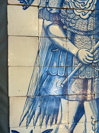 A rare and very large blue and white Dutch Delft 60-piece tile mural depicting Hannibal, 17th C.