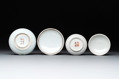 Eight Chinese famille rose seal paste boxes, various marks, Republic