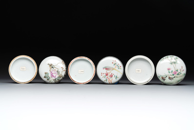 Eight Chinese famille rose seal paste boxes, various marks, Republic