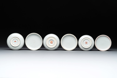 Eight Chinese famille rose seal paste boxes, various marks, Republic