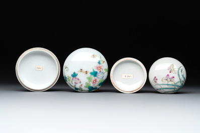 Eight Chinese famille rose seal paste boxes, various marks, Republic