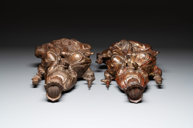 Two Chinese gilt-lacquered bronze sculptures of Bodhisattva, 20th C.