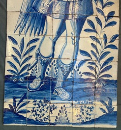 A rare and very large blue and white Dutch Delft 60-piece tile mural depicting Hannibal, 17th C.