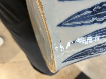 A very large Dutch Delft blue and white chinoiserie baluster vase, last quarter 17th C.