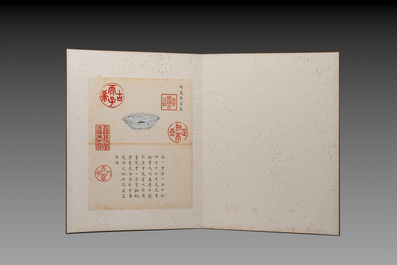 Chinese school: 'Album of Qing dynasty imperial porcelain', Qianlong seal mark, ink and colour on silk, 19/20th C.