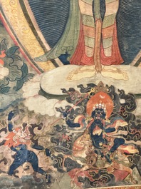 A Tibetan thangka depicting Padmapani, 19th C.