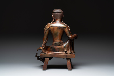 A large Chinese gilt bronze seated Bodhisattva, 20th C.