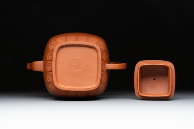 Two Chinese Yixing stoneware teapots, seal marks, 19th C.