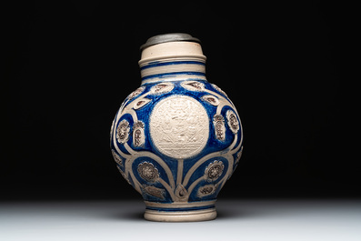 A Westerwald stoneware 'William and Mary' jug, dated 1693