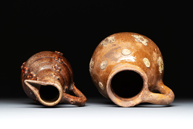 Three relief-decorated pottery wares, Western Europe, 13th C. and later