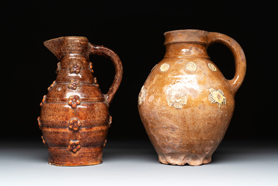 Three relief-decorated pottery wares, Western Europe, 13th C. and later