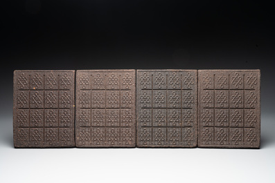 Eight Chinese pressed black tea bricks, Hubei, 20th C.