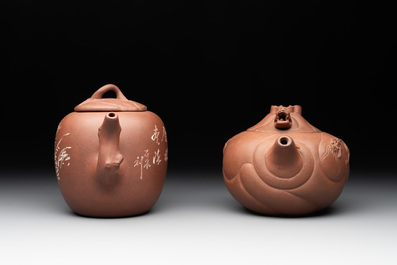 Five Chinese Yixing stoneware teapots, 19/20th C.