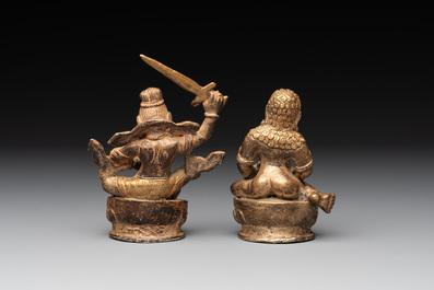 A Tibetan kapala and two Sino-Tibetan bronze figures, 19/20th C.