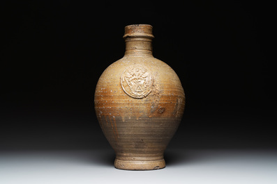 A Raeren stoneware jug, dated 1675