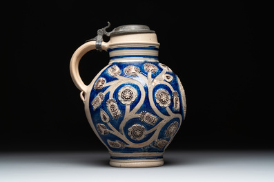 A Westerwald stoneware 'William and Mary' jug, dated 1693