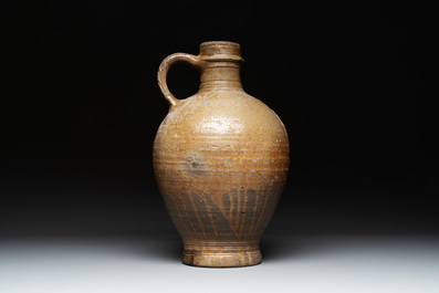 A Raeren stoneware jug, dated 1675
