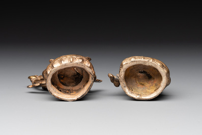 A Tibetan kapala and two Sino-Tibetan bronze figures, 19/20th C.
