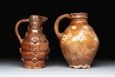 Three relief-decorated pottery wares, Western Europe, 13th C. and later