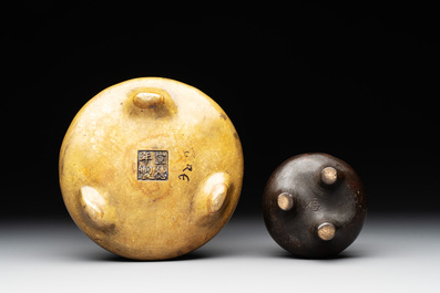 Two Chinese bronze tripod censers, Ming/Qing