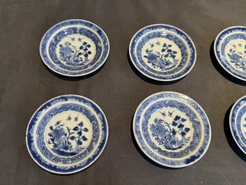 A collection of 32 pieces Chinese blue and white cups, saucers and covers with floral design, Qianlong