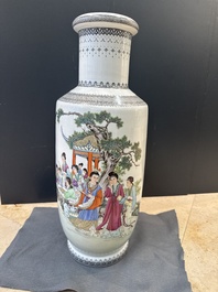 A pair of Chinese famille rose vases and two vases, Qianlong mark, 20th C.