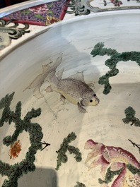 A large famille rose-style 'phoenix' fish bowl or jardini&egrave;re, Samson, Paris, 19th C.