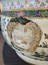 A large famille rose-style 'phoenix' fish bowl or jardini&egrave;re, Samson, Paris, 19th C.