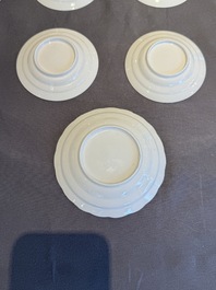 A collection of 32 pieces Chinese blue and white cups, saucers and covers with floral design, Qianlong