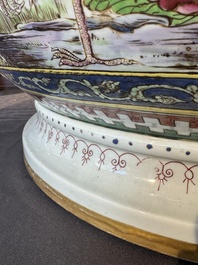 A large famille rose-style 'phoenix' fish bowl or jardini&egrave;re, Samson, Paris, 19th C.